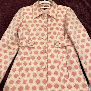 Arden B women’s coat size S Rare find! Polka Dot Jacquard Peach Pink Cream